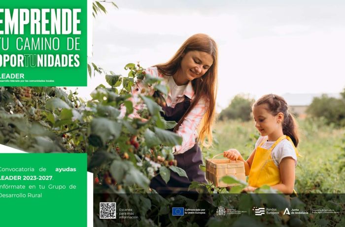 Andalucía publica la nueva convocatoria de ayudas LEADER 2023-2027, dotada con 97, 5M€ para fomentar el emprendimiento en las zonas rurales