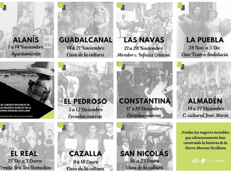 La exposición “Las labores invisibles de las mujeres rurales” recorre los pueblos de Sierra Morena Sevillana