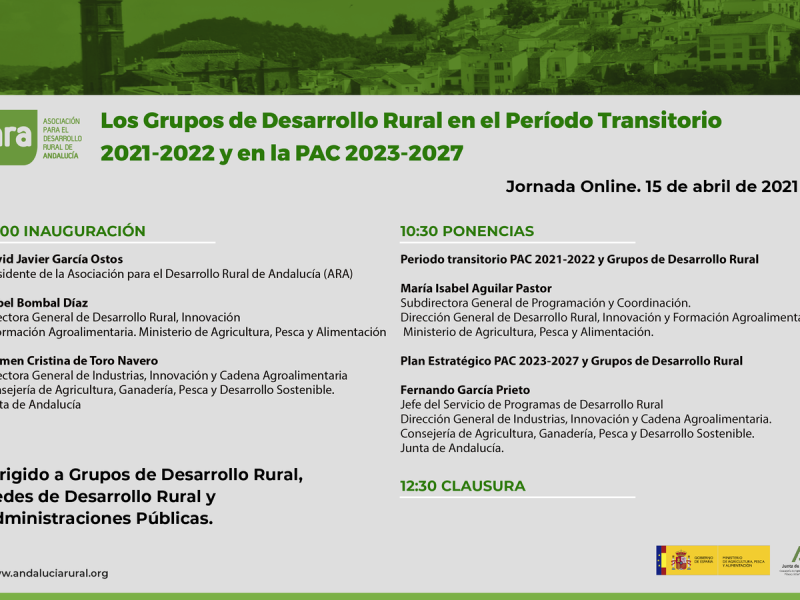 ARA organiza la jornada online “Los Grupos de Desarrollo Rural en el periodo transitorio 2021-2022 y en la PAC 2023-2027”