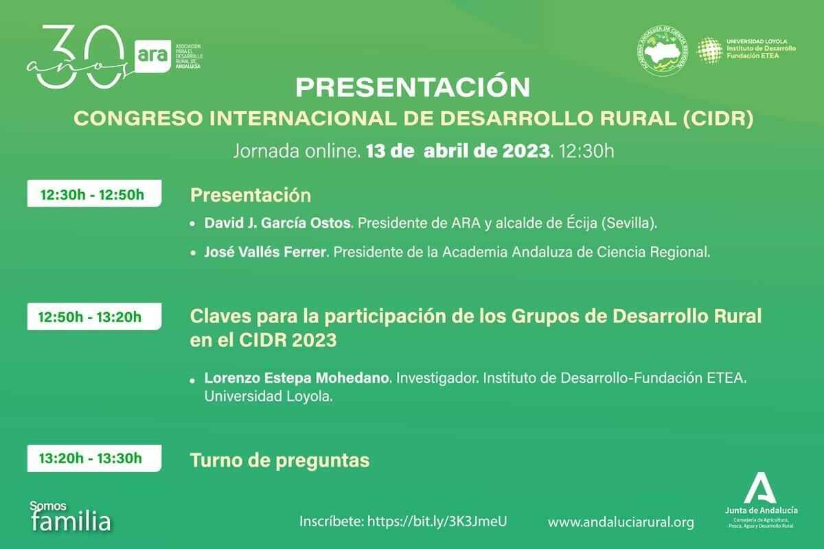 ARA organiza una jornada online para difundir el Congreso Internacional de Desarrollo Rural