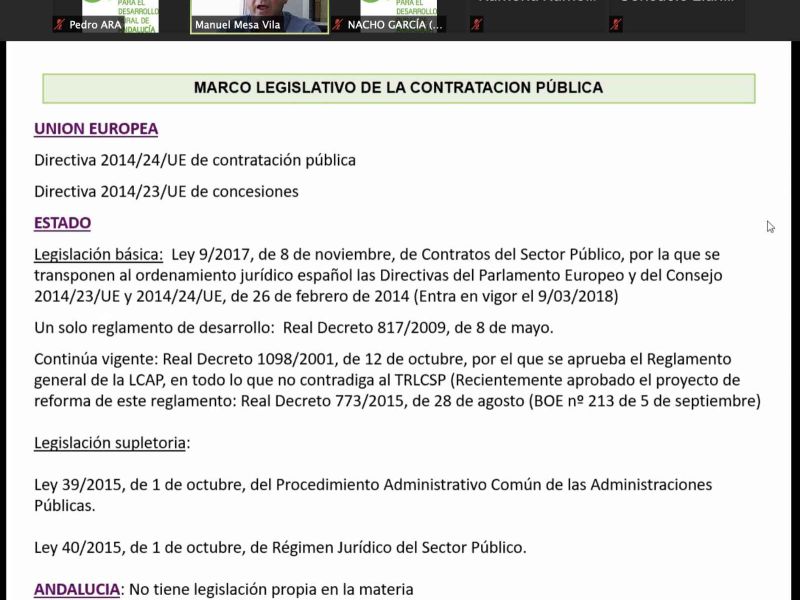 ARA forma sobre licitaciones públicas a los GDR de Andalucía con dos sesiones online esta semana