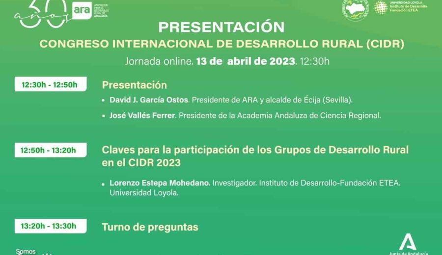 ARA organiza una jornada online para difundir el Congreso Internacional de Desarrollo Rural