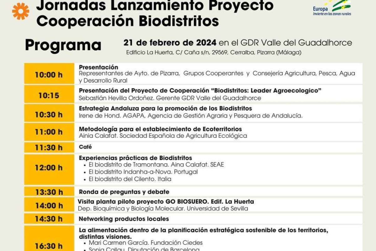 Jornada de lanzamiento del proyecto “Biodistritos, LEADER agroecológico”