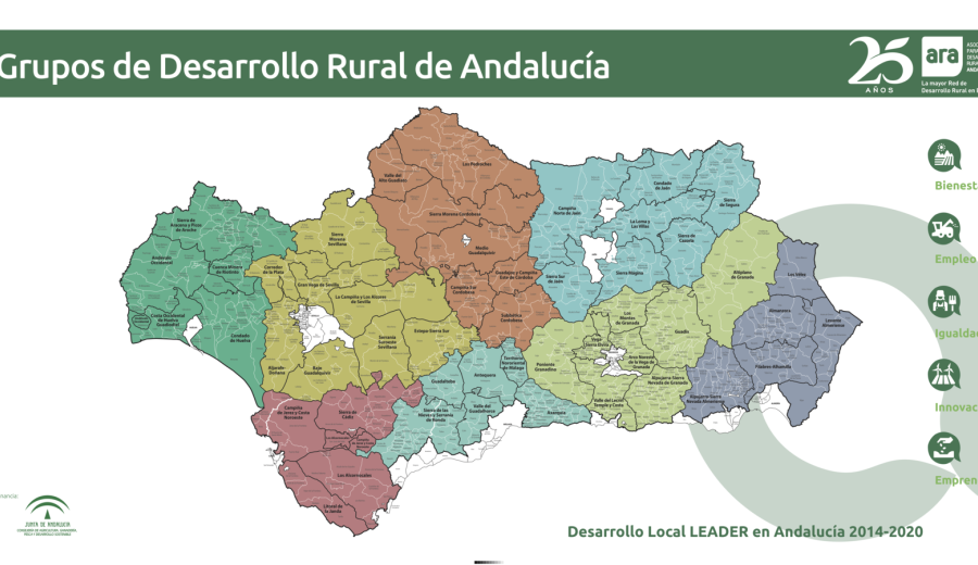 ARA elabora mapas de los territorios LEADER de Andalucía 2014-2020