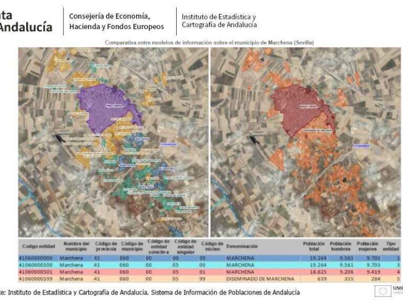El IECA incorpora una nueva herramienta que delimita las entidades de población, los núcleos y el diseminado
