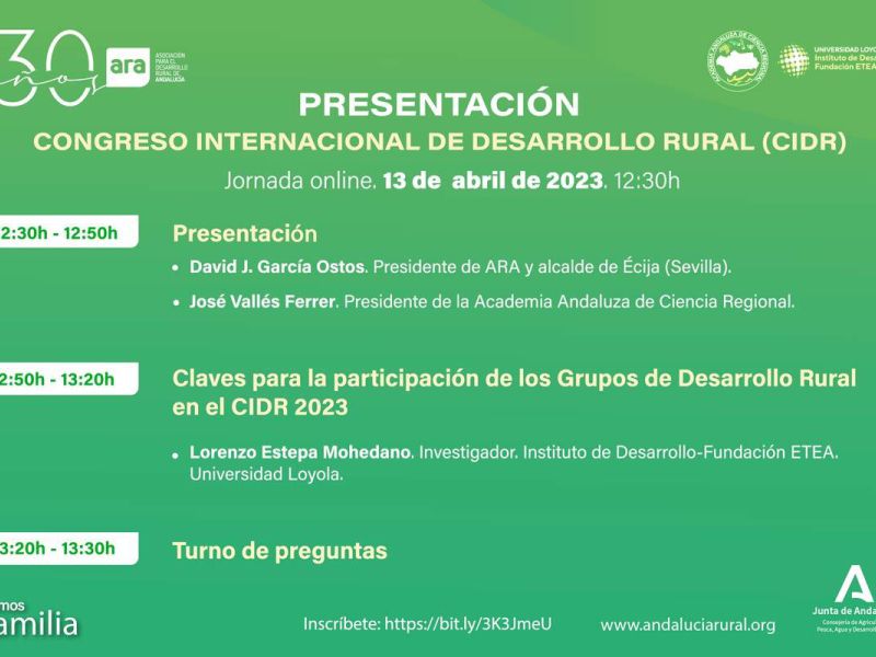 ARA organiza una jornada online para difundir el Congreso Internacional de Desarrollo Rural