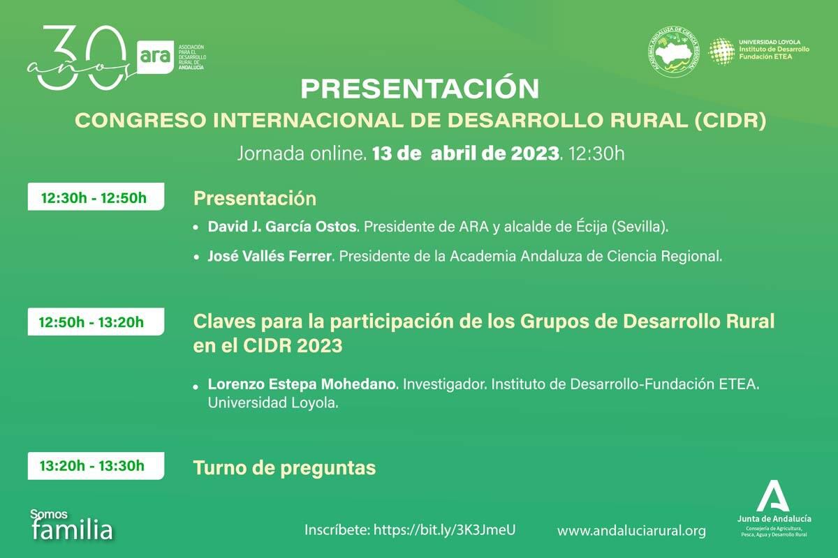 ARA organiza una jornada online para difundir el Congreso Internacional de Desarrollo Rural