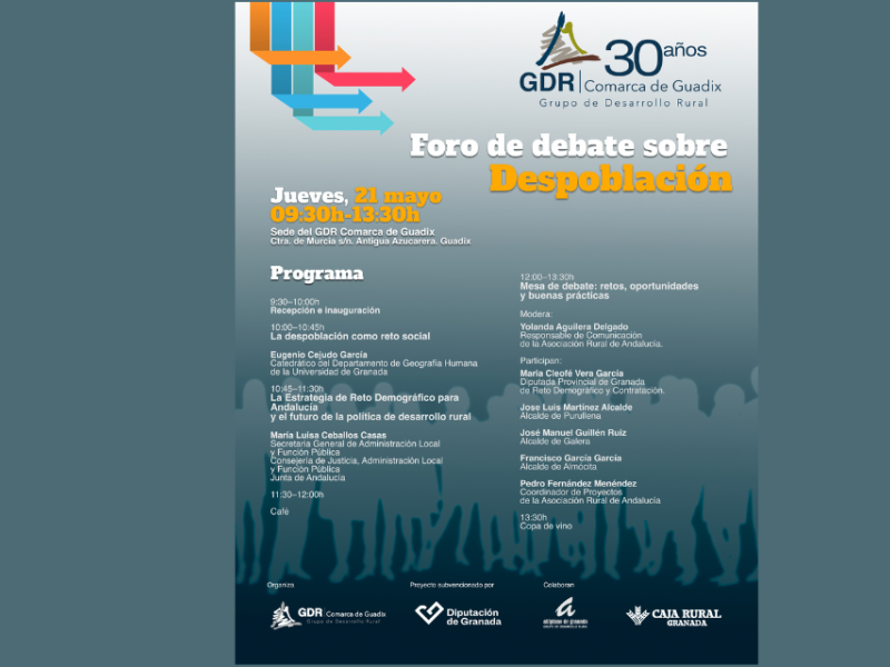 El GDR Comarca de Guadix organiza un foro de debate sobre despoblación