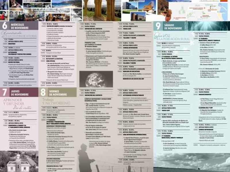 Programa oficial del IV Parlamento Rural Europeo 2019 que se celebra en Candás (Asturias)