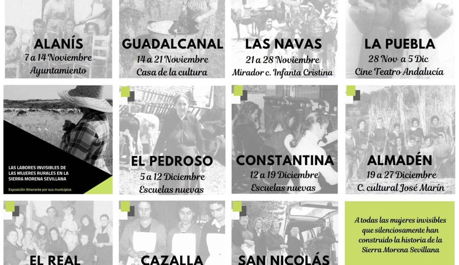 La exposición “Las labores invisibles de las mujeres rurales” recorre los pueblos de Sierra Morena Sevillana