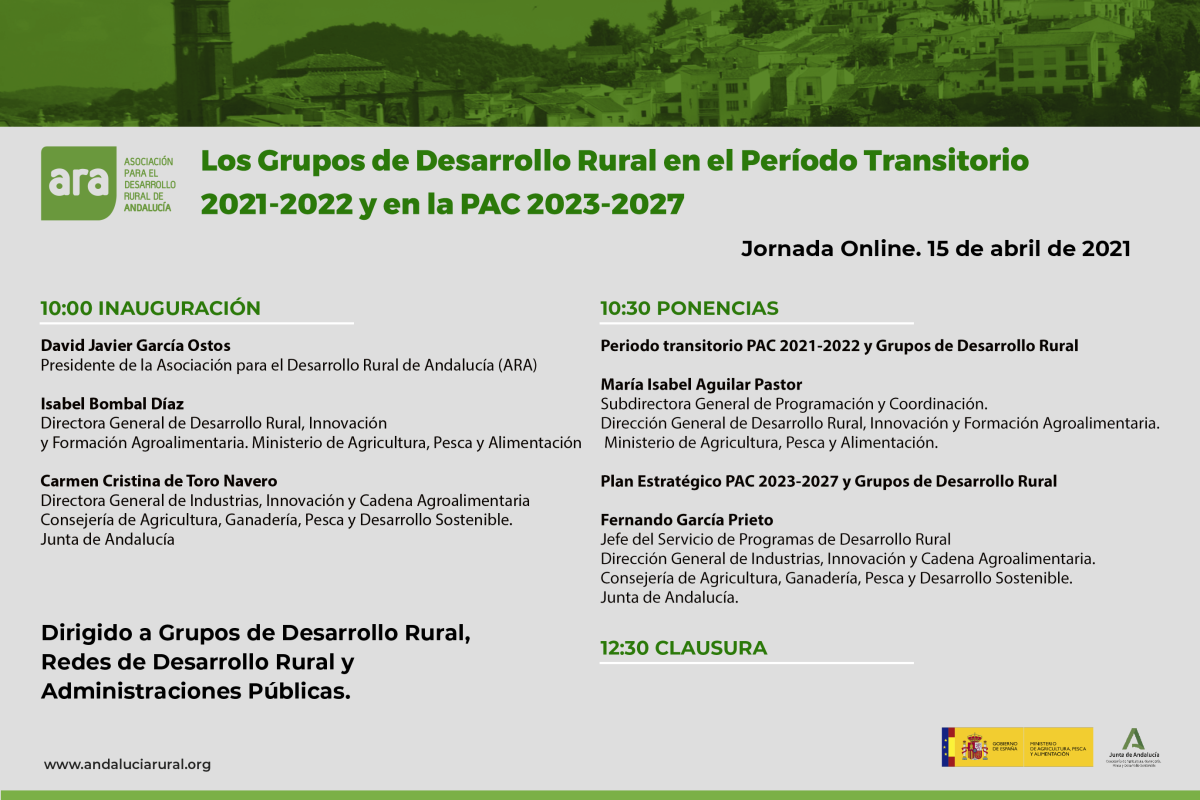 ARA organiza la jornada online “Los Grupos de Desarrollo Rural en el periodo transitorio 2021-2022 y en la PAC 2023-2027”