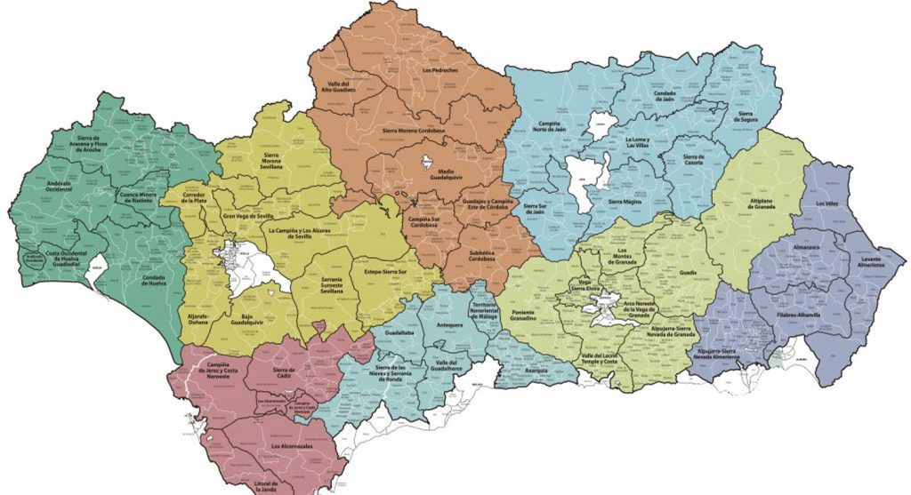 mapa de andalucia grupos desarrollo rural