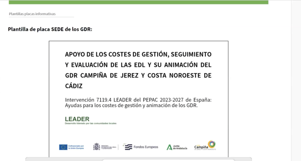 Asociación para el Desarrollo Rural de Andalucía placa